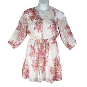 Lauren Conrad Womens M Floral Chiffon Tiered Ruffle Dress Feminine Cottagecore